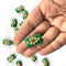 Green Color Rectangle Shape Beads With Kundan Work Pack Of 6